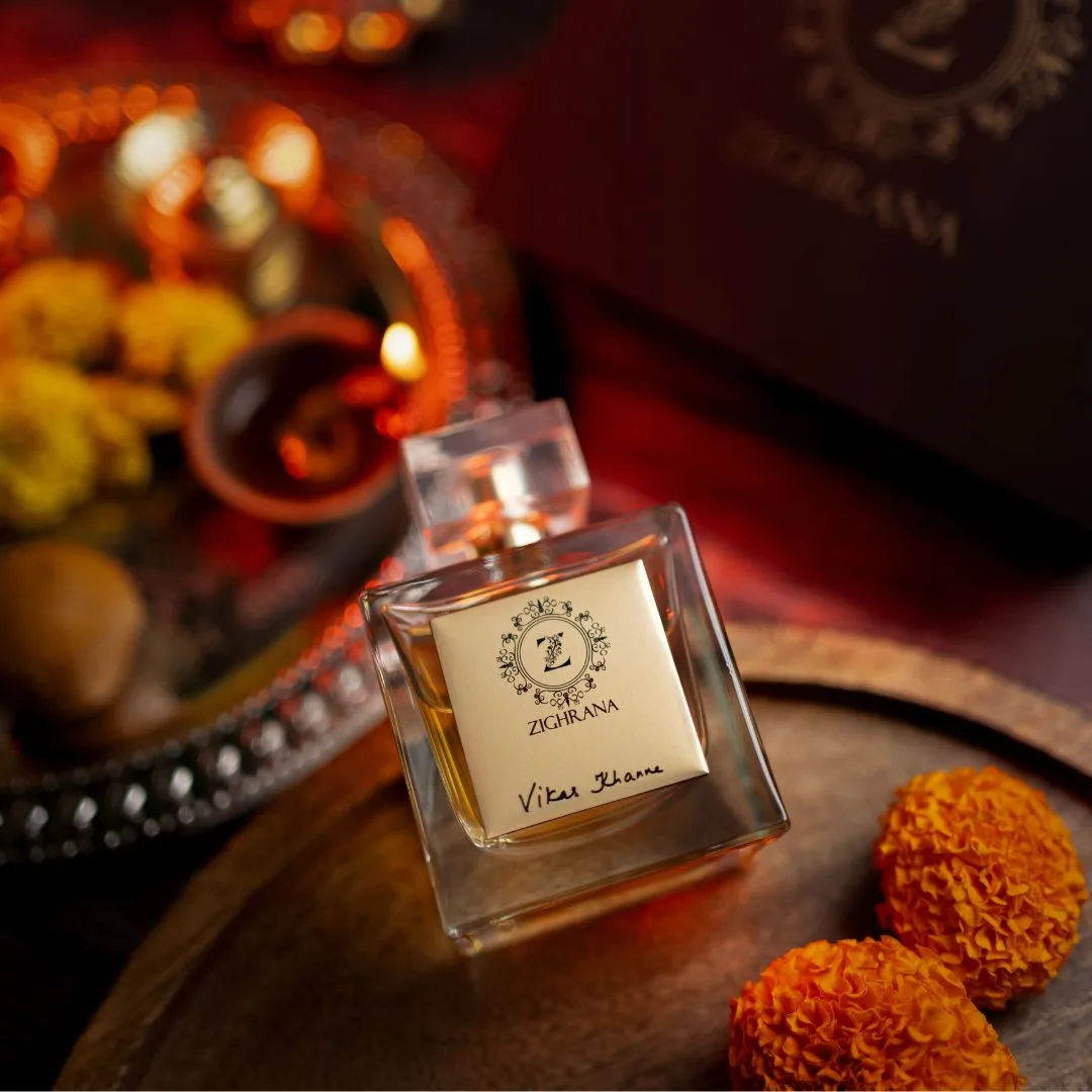 Vikas Khanna luxury perfume black gold gift box by Zighrana
